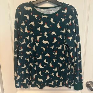 Amazon Essentials Green Seal Pattern Long Sleeve Pajama Set